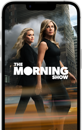 Pantalla de un iPhone 17e muestra la serie The Morning Show de Apple TV