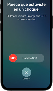iPhone 17e, parte frontal, funcionalidad Detección de Choques en uso.