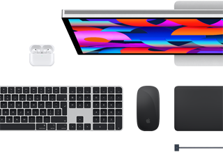 Accesorios para la Mac: AirPods, Studio Display, Magic Keyboard, Magic Mouse, Magic Trackpad, cable de carga MagSafe