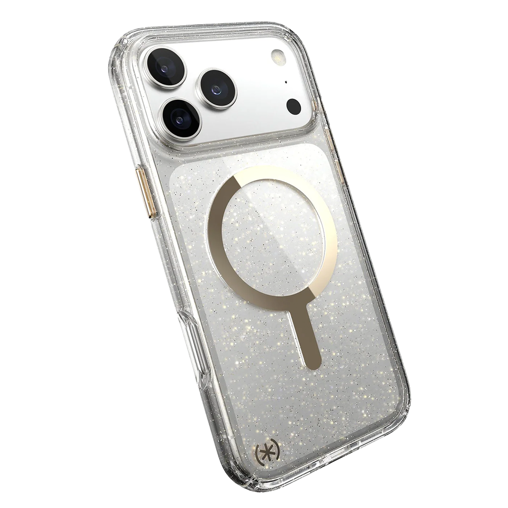 Speck Presidio Lux con MagSafe para iPhone 17 Pro Max - Glitter/Oro Metalico