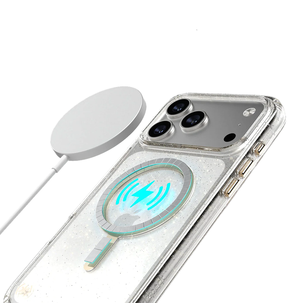 Speck Presidio Lux con MagSafe para iPhone 17 Pro Max - Glitter/Oro Metalico