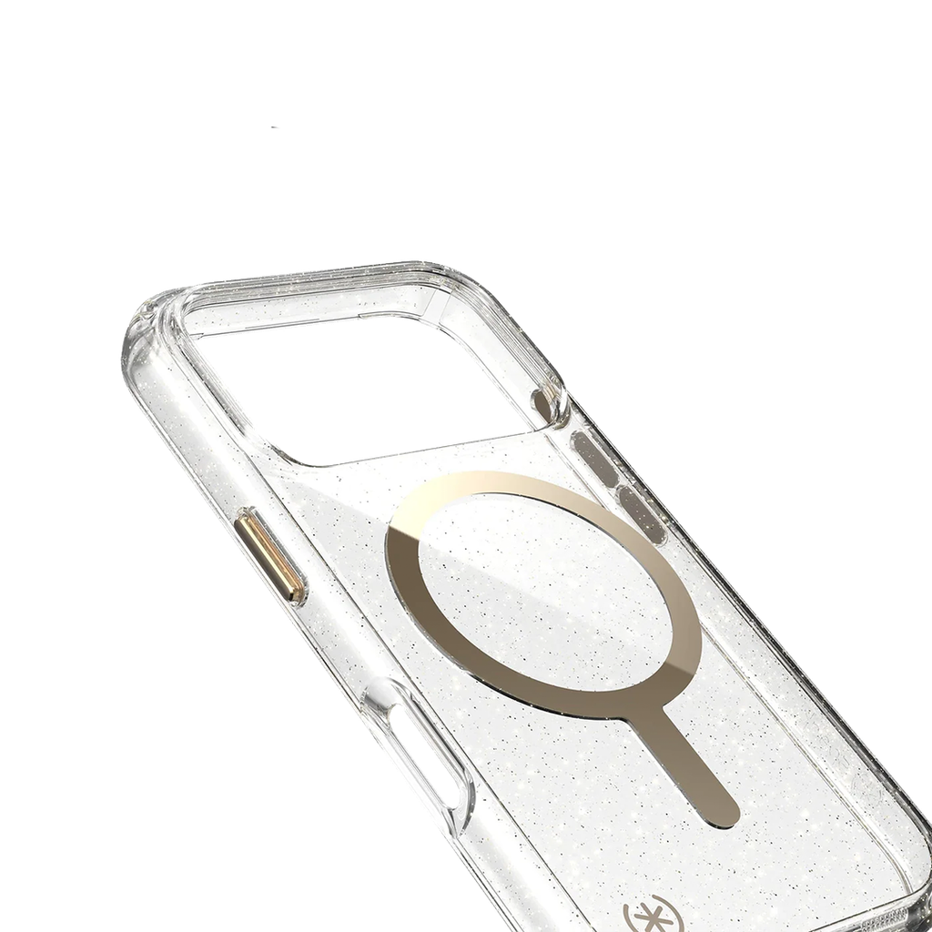 Speck Presidio Lux con MagSafe para iPhone 17 Pro Max - Glitter/Oro Metalico