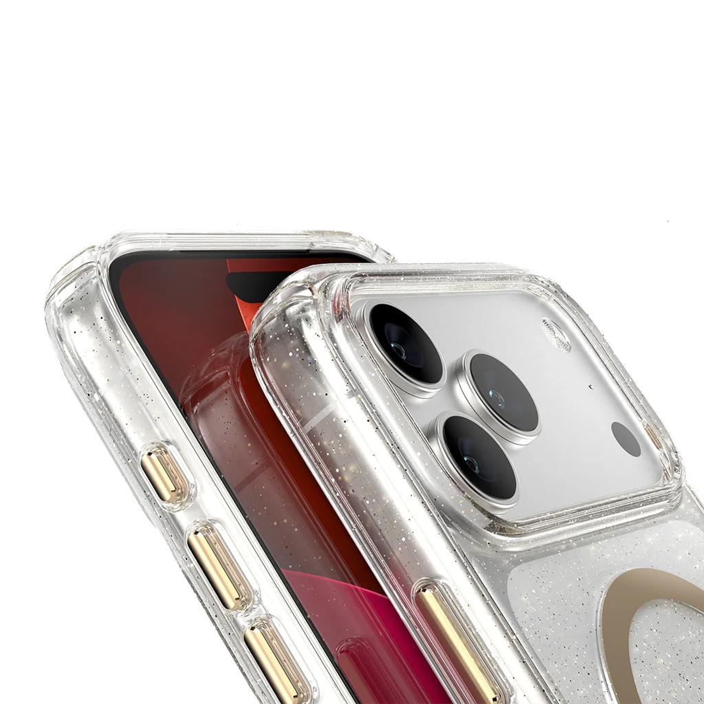 Speck Presidio Lux con MagSafe para iPhone 17 Pro Max - Glitter/Oro Metalico