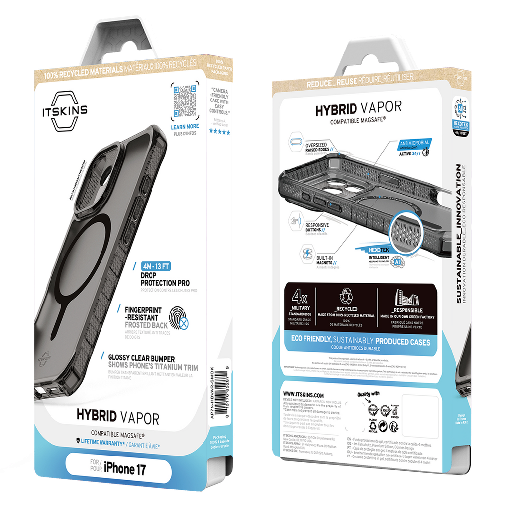 ItSkins Hybrid R Vapor Funda con MagSafe para iPhone 17 - Humo