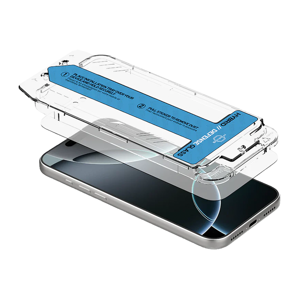 ItSkins Hybrid Defense Glass Protector de Pantalla con Removedor de Polvo Adapter para iPhone 17 Pro - Transparente