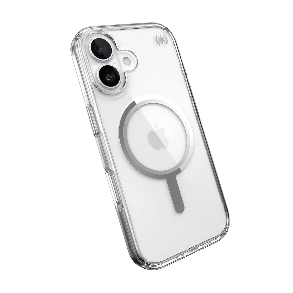 Speck Presidio Perfect Transparente con MagSafe para iPhone 17 - Transparente/Transparente/Plata