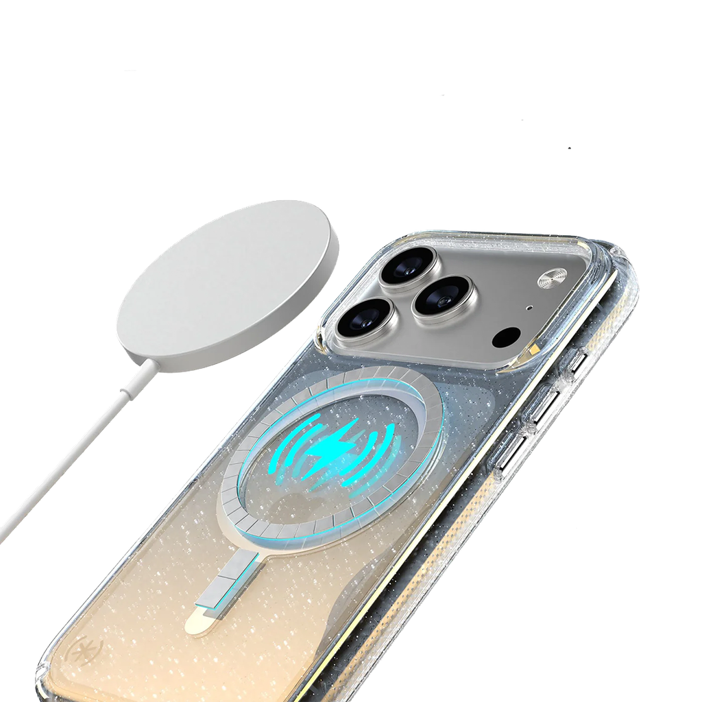 Speck Presidio Lux con MagSafe para iPhone 17 Pro Max - Hyper Glitter Espejado/Plata Metalico