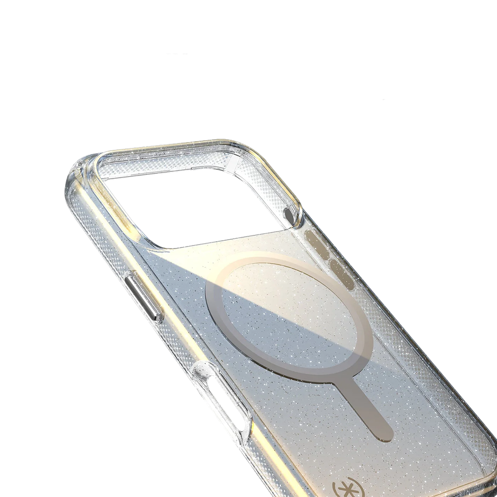 Speck Presidio Lux con MagSafe para iPhone 17 Pro Max - Hyper Glitter Espejado/Plata Metalico