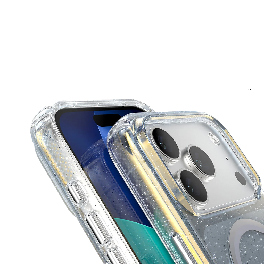 Speck Presidio Lux con MagSafe para iPhone 17 Pro Max - Hyper Glitter Espejado/Plata Metalico