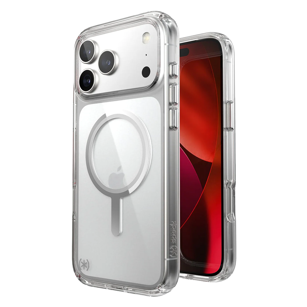 Speck Presidio Perfect Transparente con MagSafe para iPhone 17 Pro Max - Transparente/Transparente/Plata