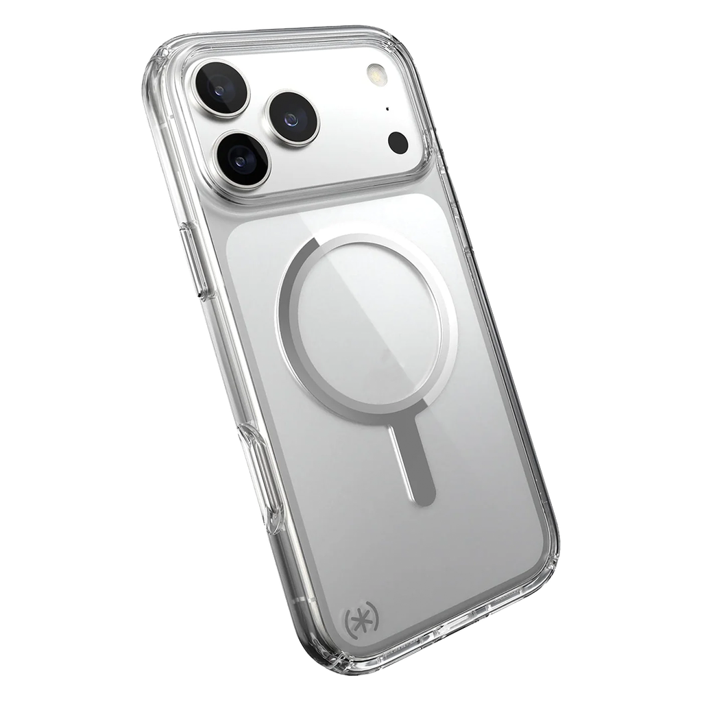 Speck Presidio Perfect Transparente con MagSafe para iPhone 17 Pro Max - Transparente/Transparente/Plata