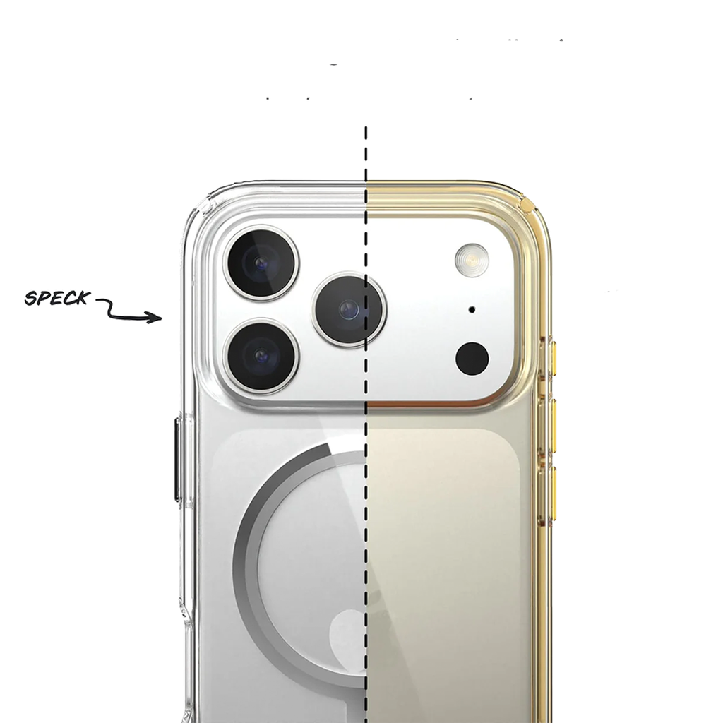 Speck Presidio Perfect Transparente con MagSafe para iPhone 17 Pro Max - Transparente/Transparente/Plata