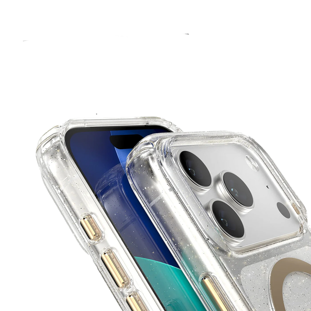 Speck Presidio Lux con MagSafe para iPhone 17 Pro - Hyper Glitter Espejado/Plata Metalico