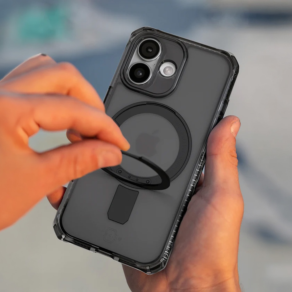 ItSkins Hybrid R Vapor Stand Funda con MagSafe para iPhone 17 - Humo