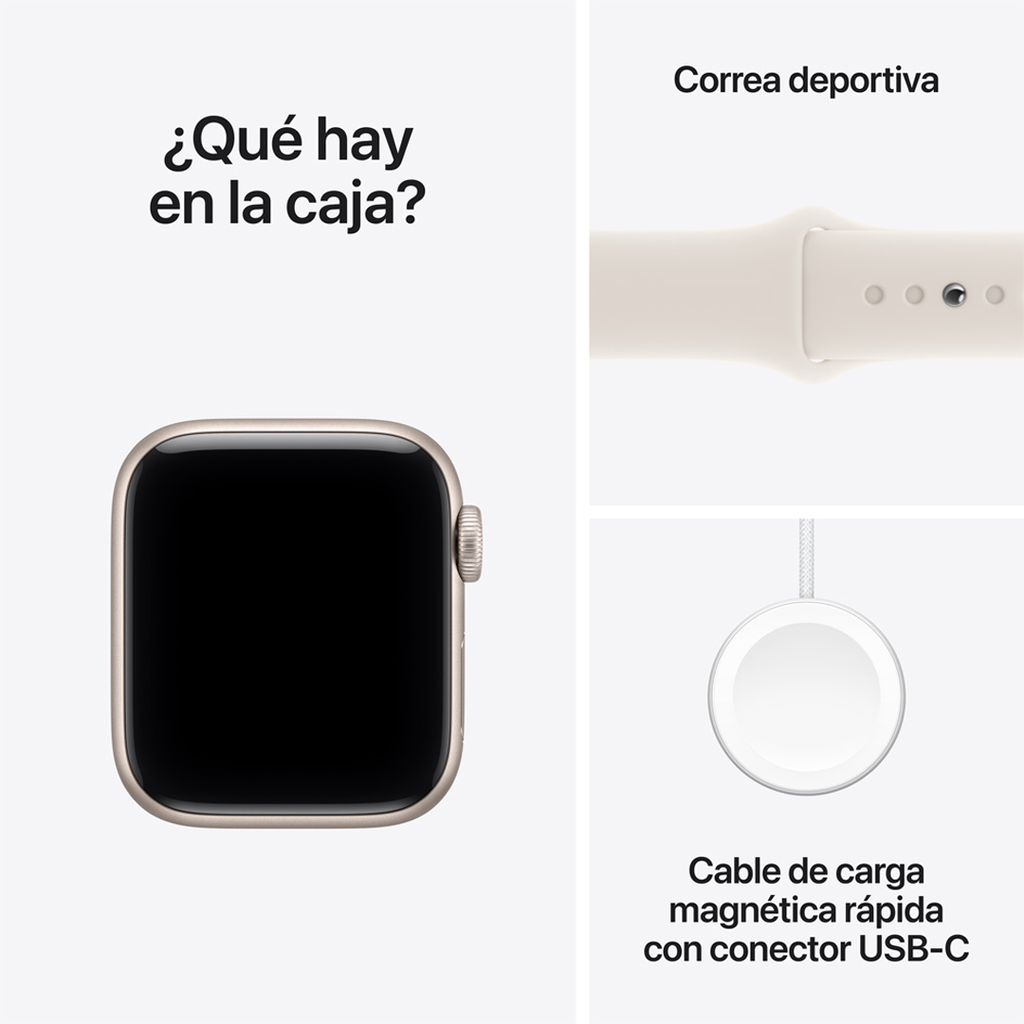 Apple Watch SE 3 GPS 40mm - Caja de Aluminio Blanco Estrella - Banda Deportiva Blanco Estrella