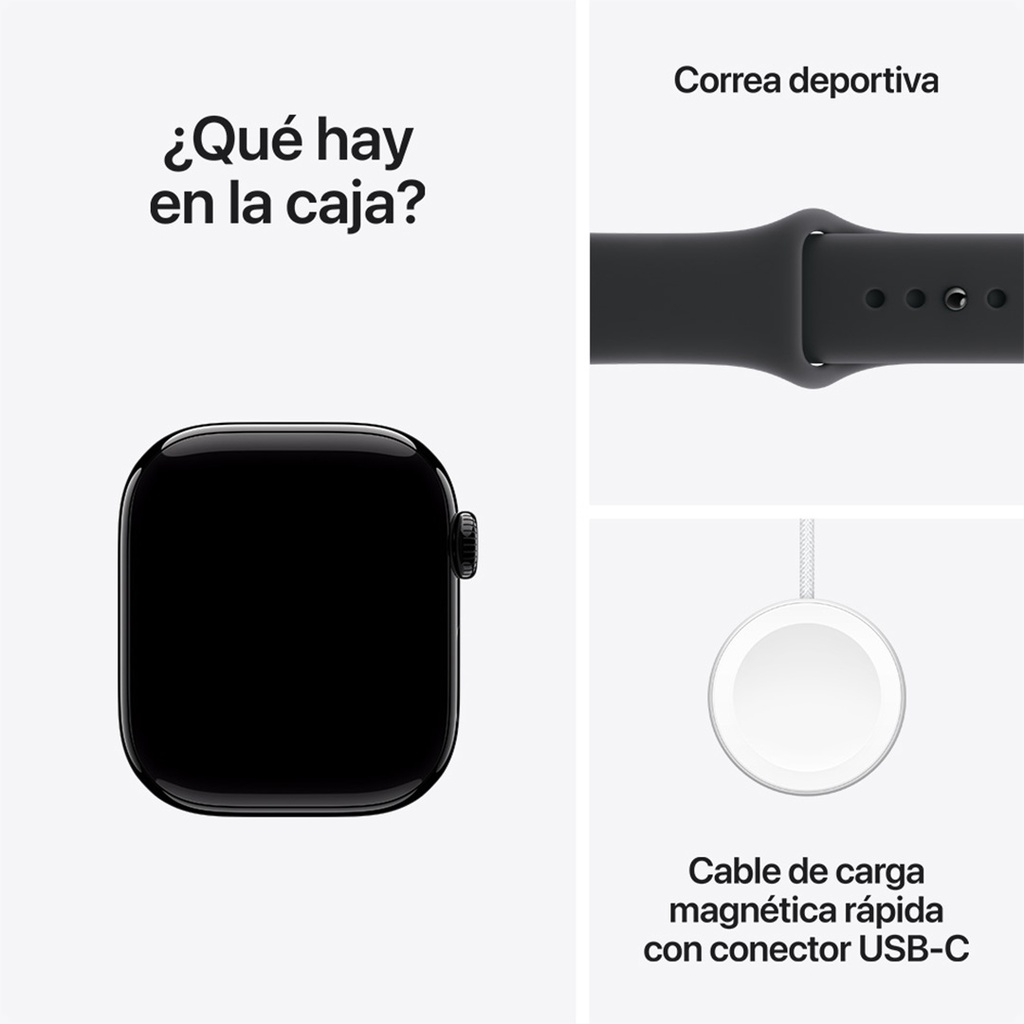 Apple Watch Series 11 (GPS) 42 mm - Caja de Aluminio Negro Azabache - Banda Deportiva Negra - S/M