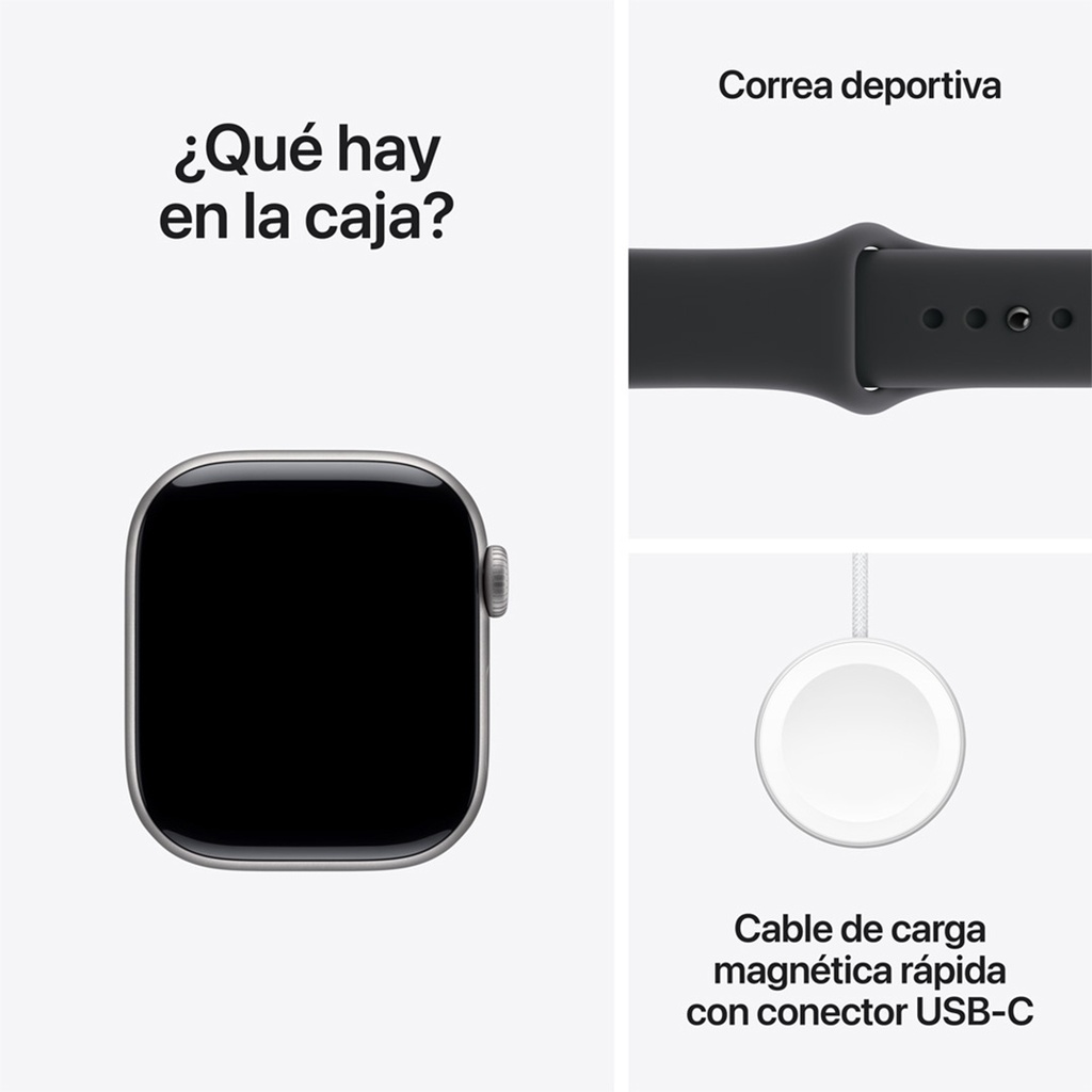 Apple Watch Series 11 (GPS) 42 mm - Caja de Aluminio Gris Espacial - Banda Deportiva Negra - M/L