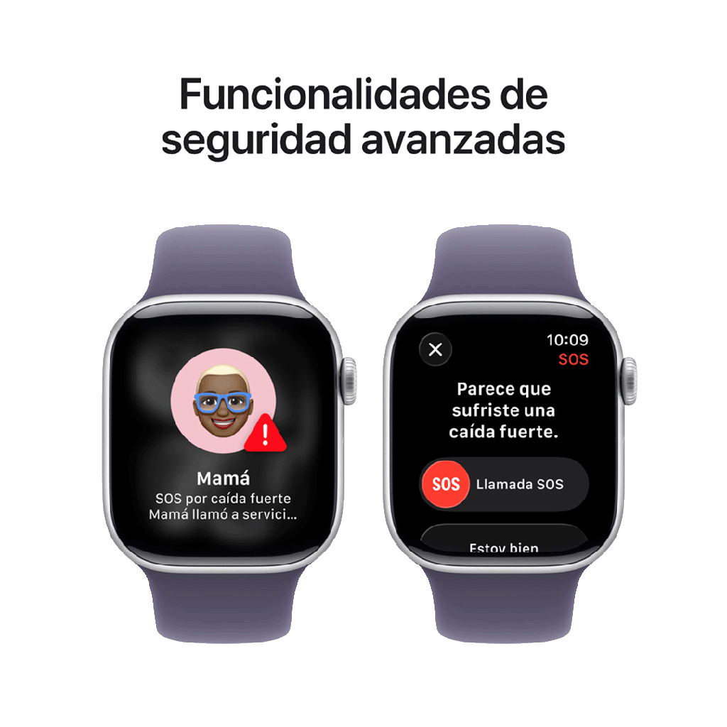 Apple Watch Series 11 (GPS) 42 mm - Caja de Aluminio Plata - Banda Deportiva Morado Niebla - S/M