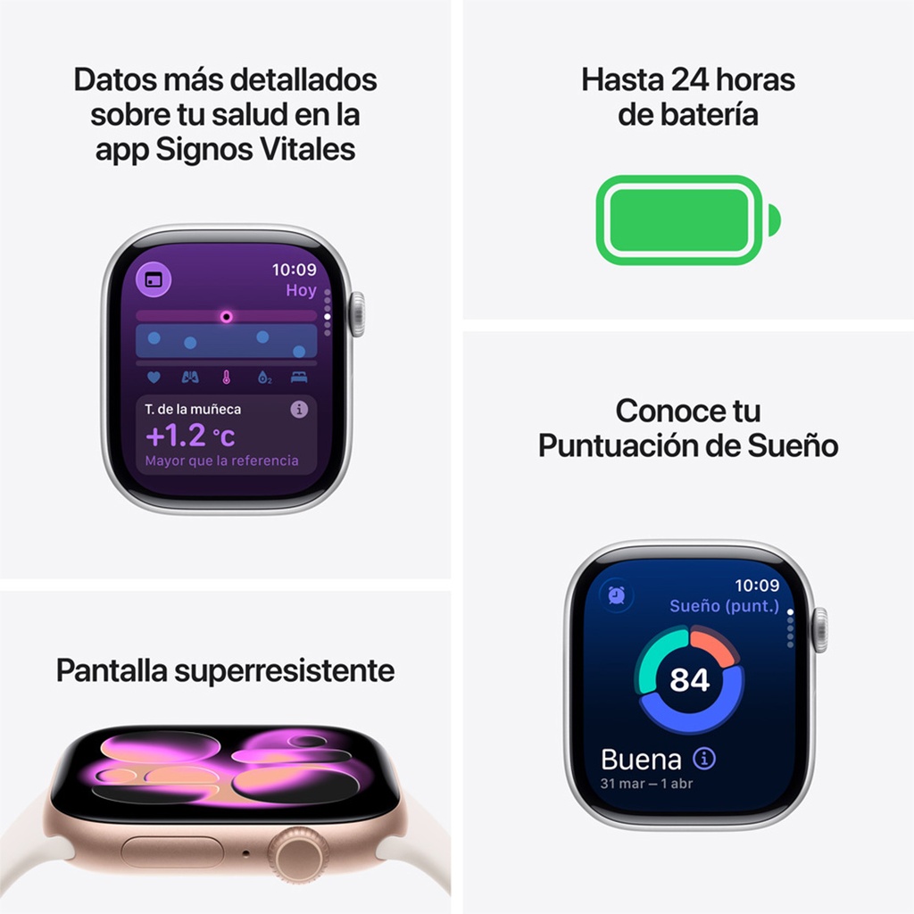 Apple Watch Series 11 (GPS) 46 mm - Caja de Aluminio Negro Azabache - Banda Deportiva Negra - M/L