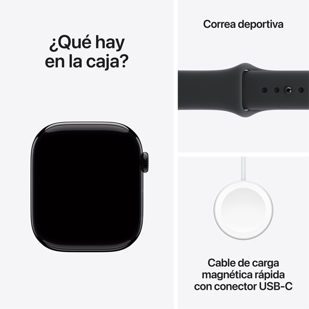 Apple Watch Series 11 (GPS) 46 mm - Caja de Aluminio Negro Azabache - Banda Deportiva Negra - M/L