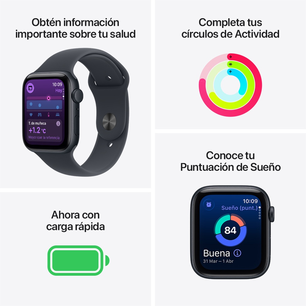 Apple Watch SE 3 (GPS) 44mm - Caja de Aluminio Medianoche - Banda Deportiva Medianoche - S/M