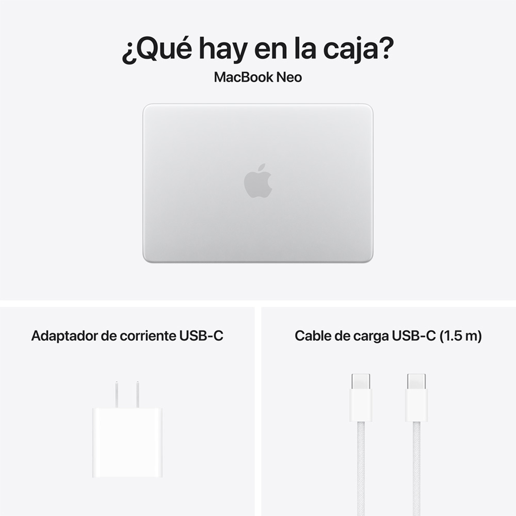 MacBook Neo 13" A18 Pro (CTO) - 6 CPU, 5 GPU, 8GB, 256 GB, Magic Keyboard - Plata