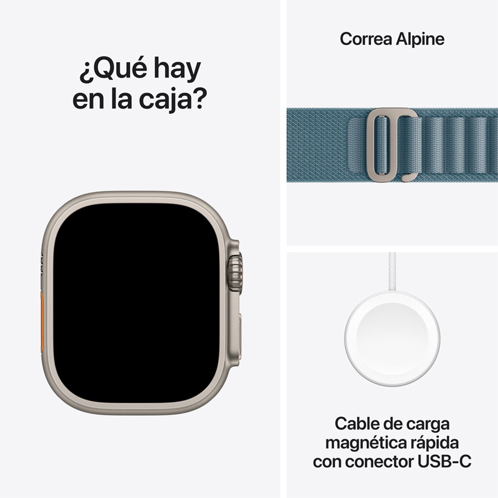 Apple Watch Ultra 3 (GPS + Cellular) 49 mm - Caja de titanio natural - Banda Alpine azul claro