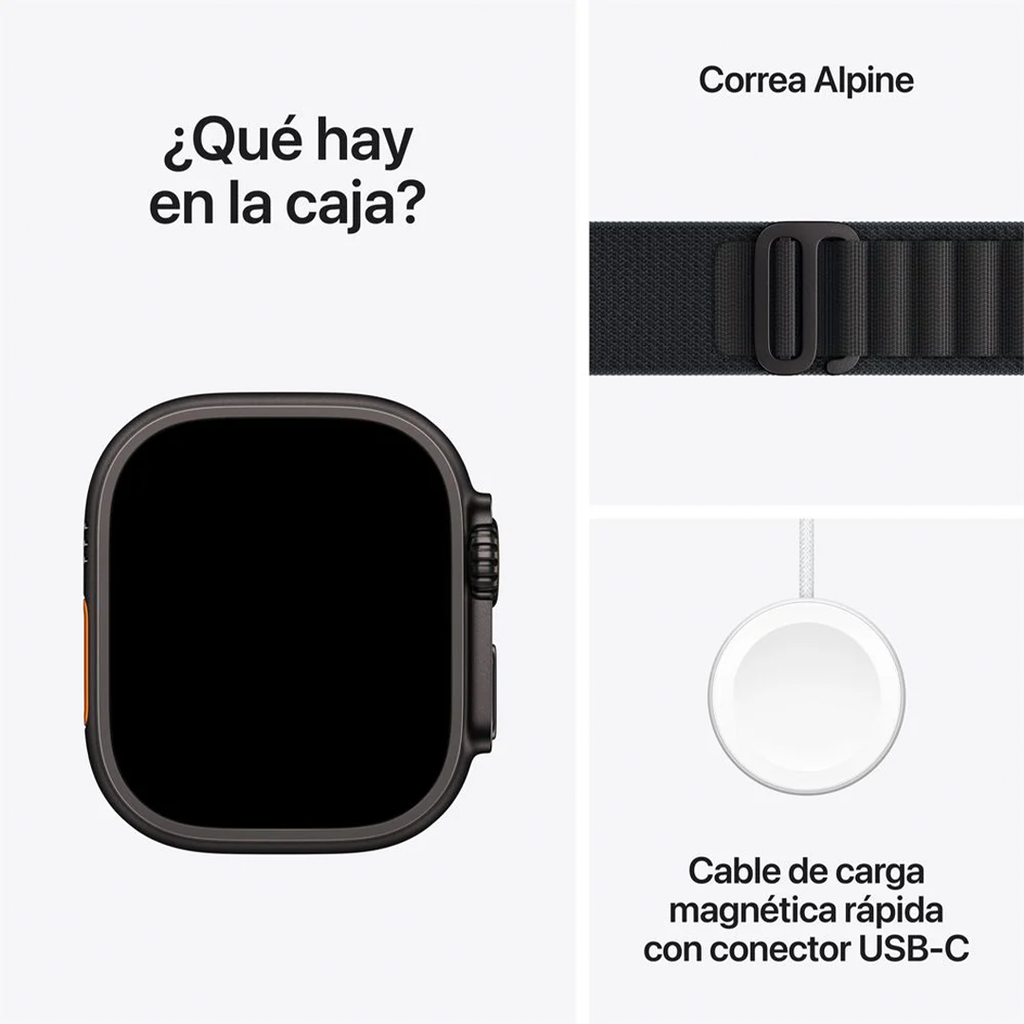 Apple Watch Ultra 3 (GPS + Cellular) 49 mm - Caja de titanio negro - Banda Alpine negra - L