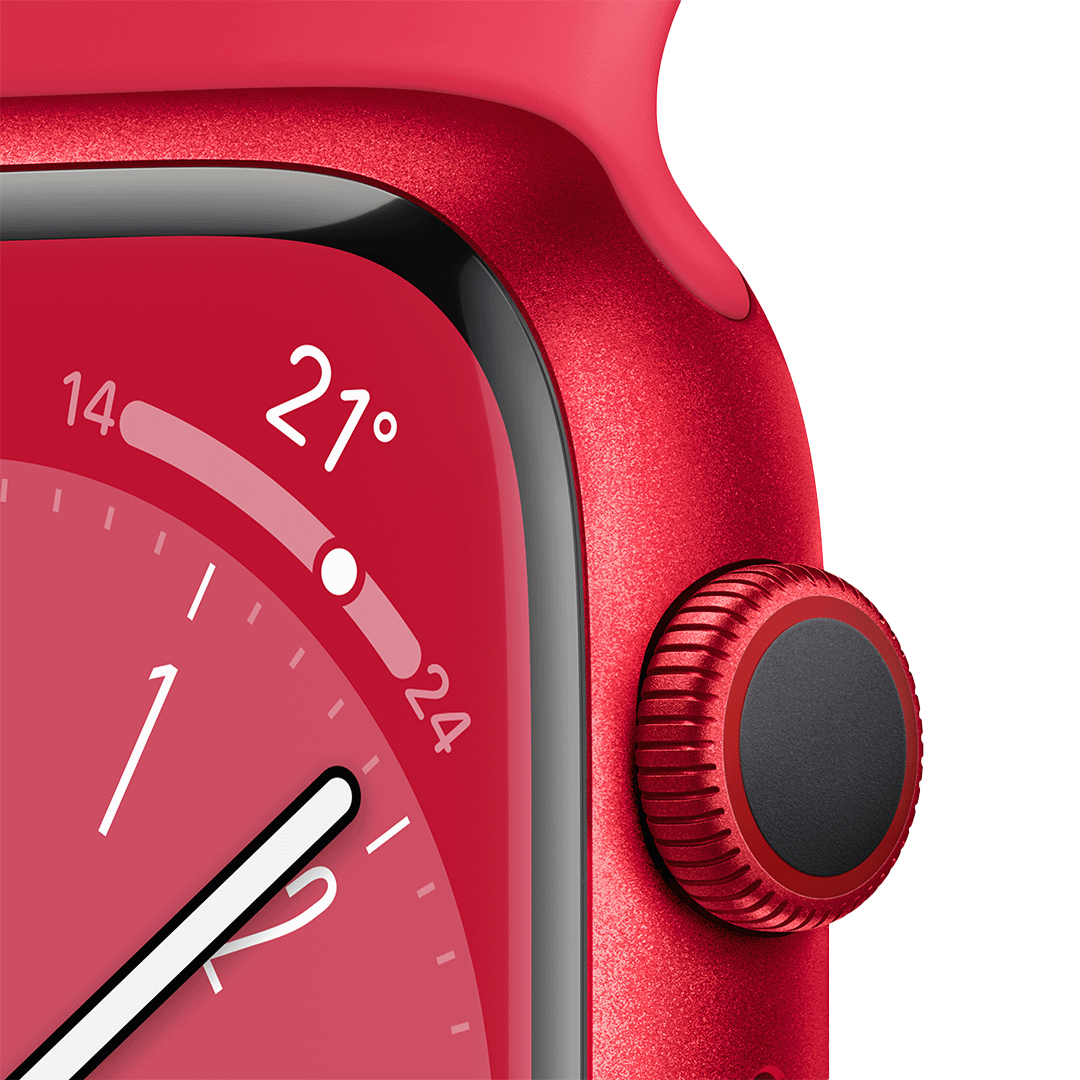 Apple Watch Series 8 GPS 41mm - (PRODUCT)Caja de Aluminio Roja - (PRODUCT)Banda Deportiva Roja - Regular