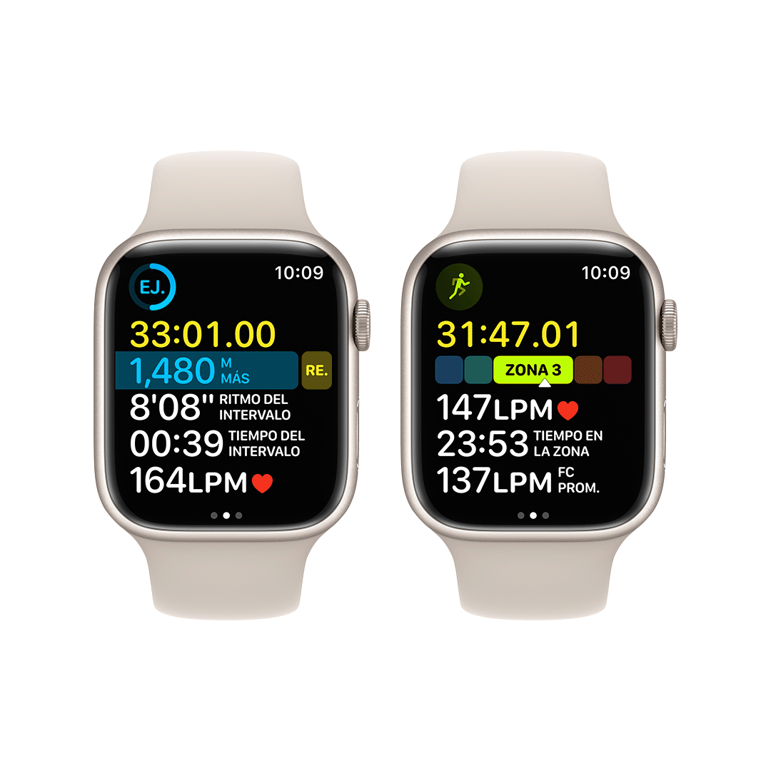 Apple Watch Series 8 GPS 45mm - Caja de Aluminio Blanco Estrella - Banda Deportiva Blanco Estrella - Regular