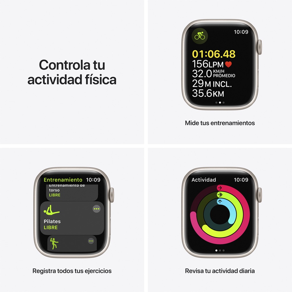 Apple Watch Series 7 GPS + Cellular - Caja de Aluminio Blanco Estrella 45mm - Banda Deportiva Blanco Estrella 