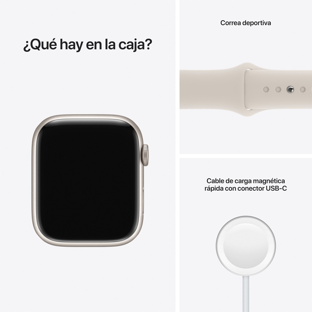 Apple Watch Series 7 GPS + Cellular - Caja de Aluminio Blanco Estrella 45mm - Banda Deportiva Blanco Estrella 