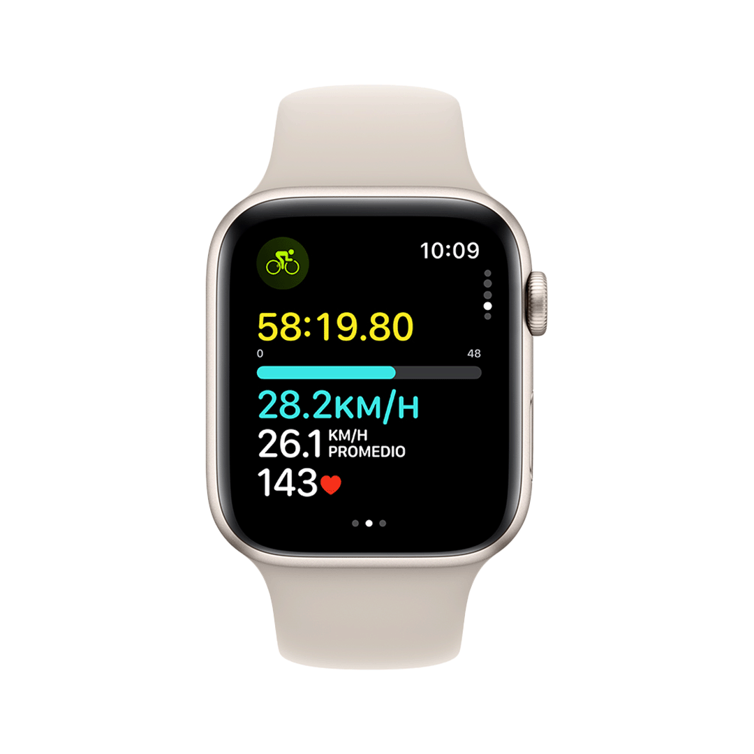 Apple Watch SE GPS 44mm - Caja de Aluminio Plateado - Banda Deportiva Blanca - Regular