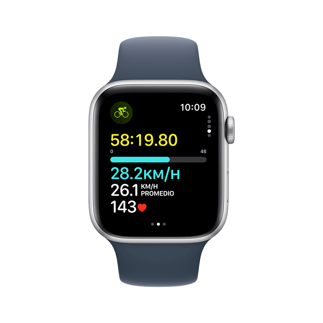 Apple Watch SE GPS 44mm - Caja de Aluminio Plata con Banda Deportiva Azul Tormenta - M/L