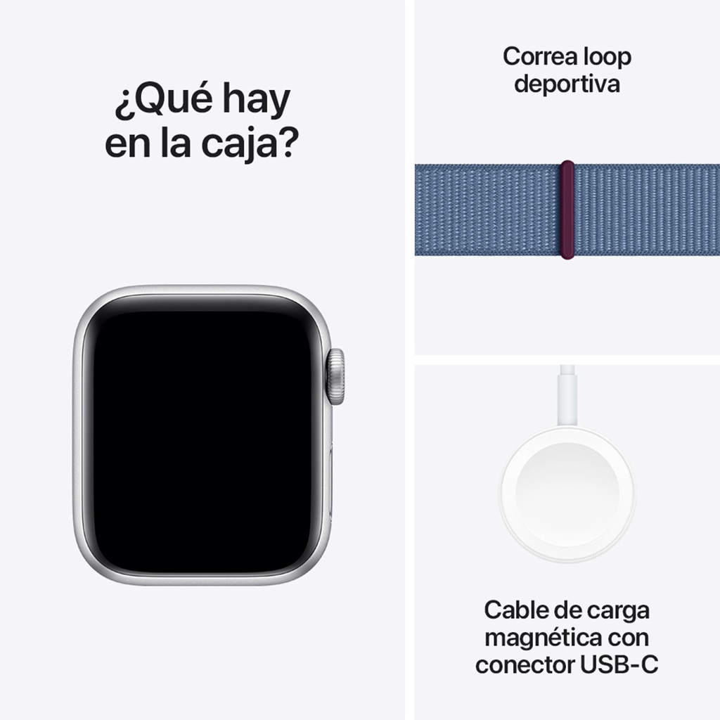 Apple Watch SE GPS 40mm - Caja de Aluminio Plata con Loop Deportivo Azul Invierno