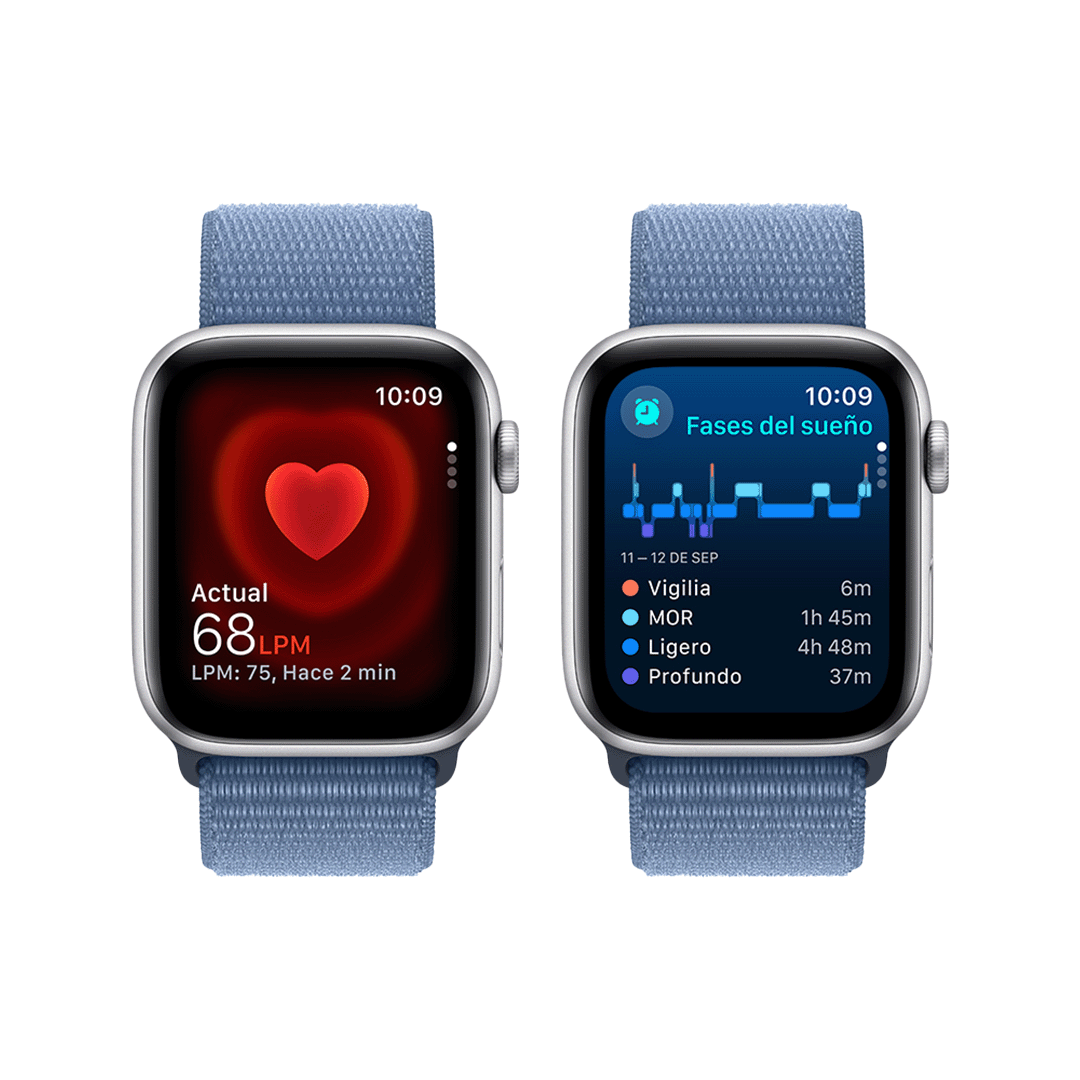 Apple Watch SE GPS 44mm - Caja de Aluminio Plata con Loop Deportivo Azul Invierno