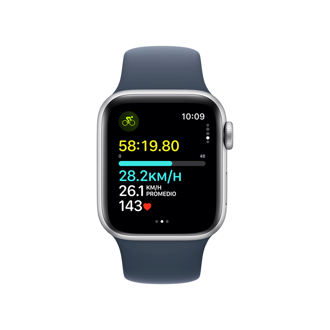 Apple Watch SE GPS 40mm - Caja de Aluminio Plata con Banda Deportiva Azul Tormenta - M/L