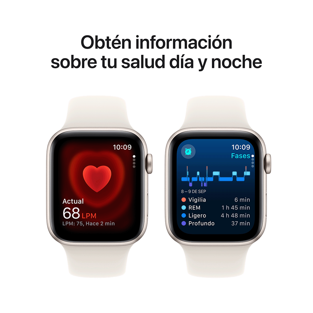 Apple Watch SE GPS 44mm - Caja de Aluminio Blanco Estrella - Banda Deportiva Blanco Estrella -  M/L