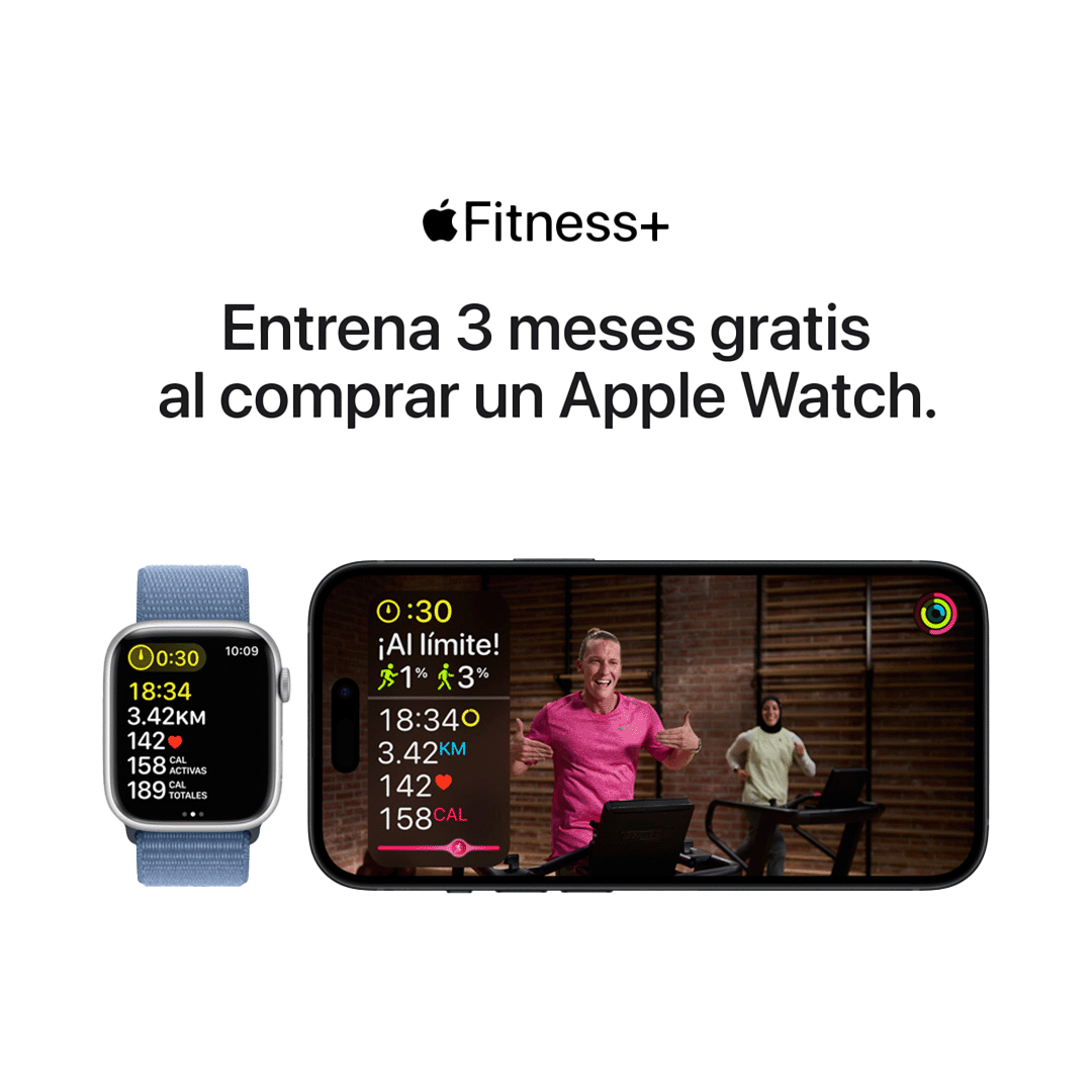 Apple Watch Series 9 GPS - 45mm - Caja de Aluminio Plata con Banda Deportiva Azul Tormenta - S/M