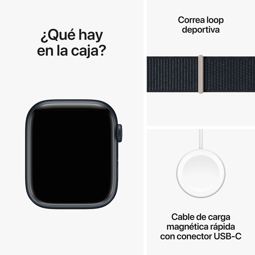 Apple Watch Series 9 GPS - 45mm - Caja de Aluminio Medianoche con Loop Deportivo Medianoche