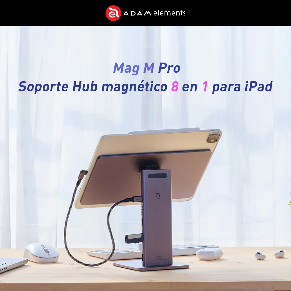Adam Elements Mag M Pro Soporte Magnético iPad 8 en 1 - Gris