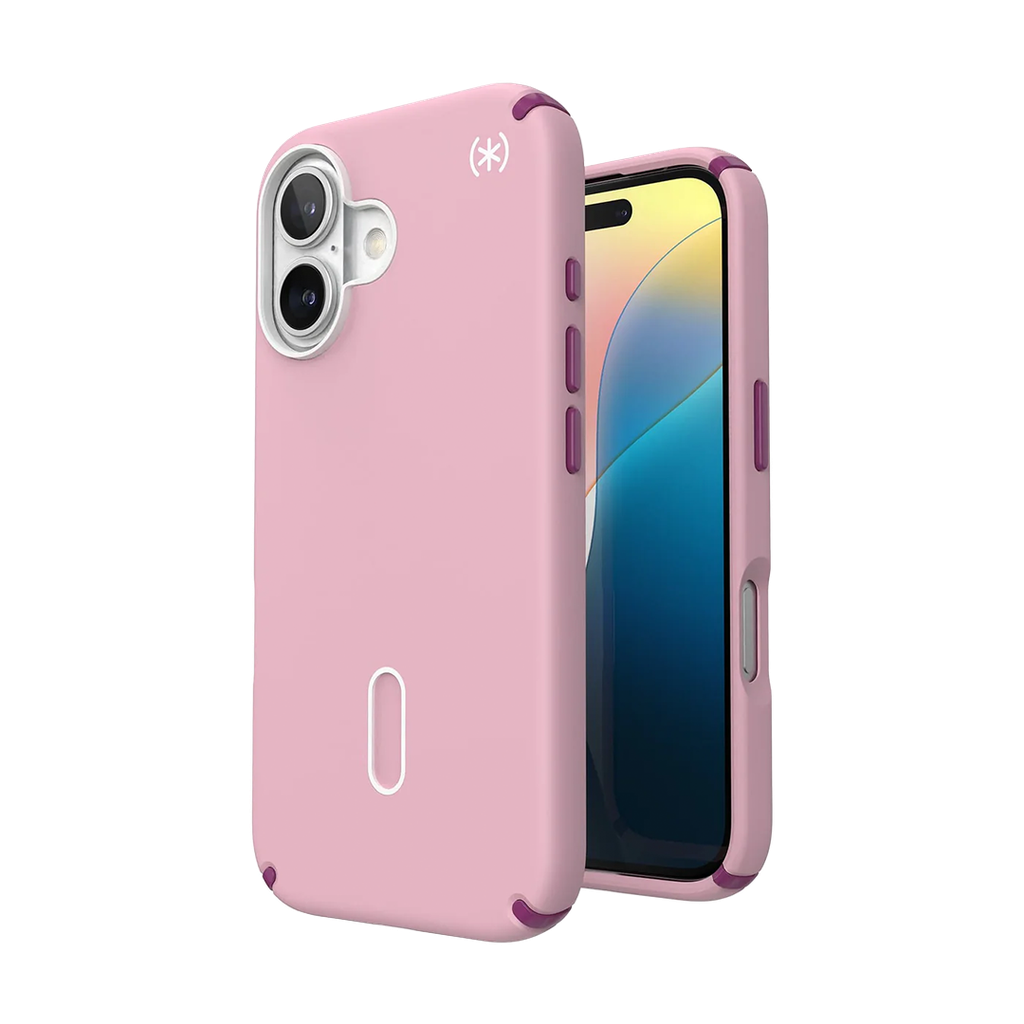 Speck Presidio 2 Pro Funda con ClickLock para iPhone 16 - Rosa/Violeta Arándano/Blanco