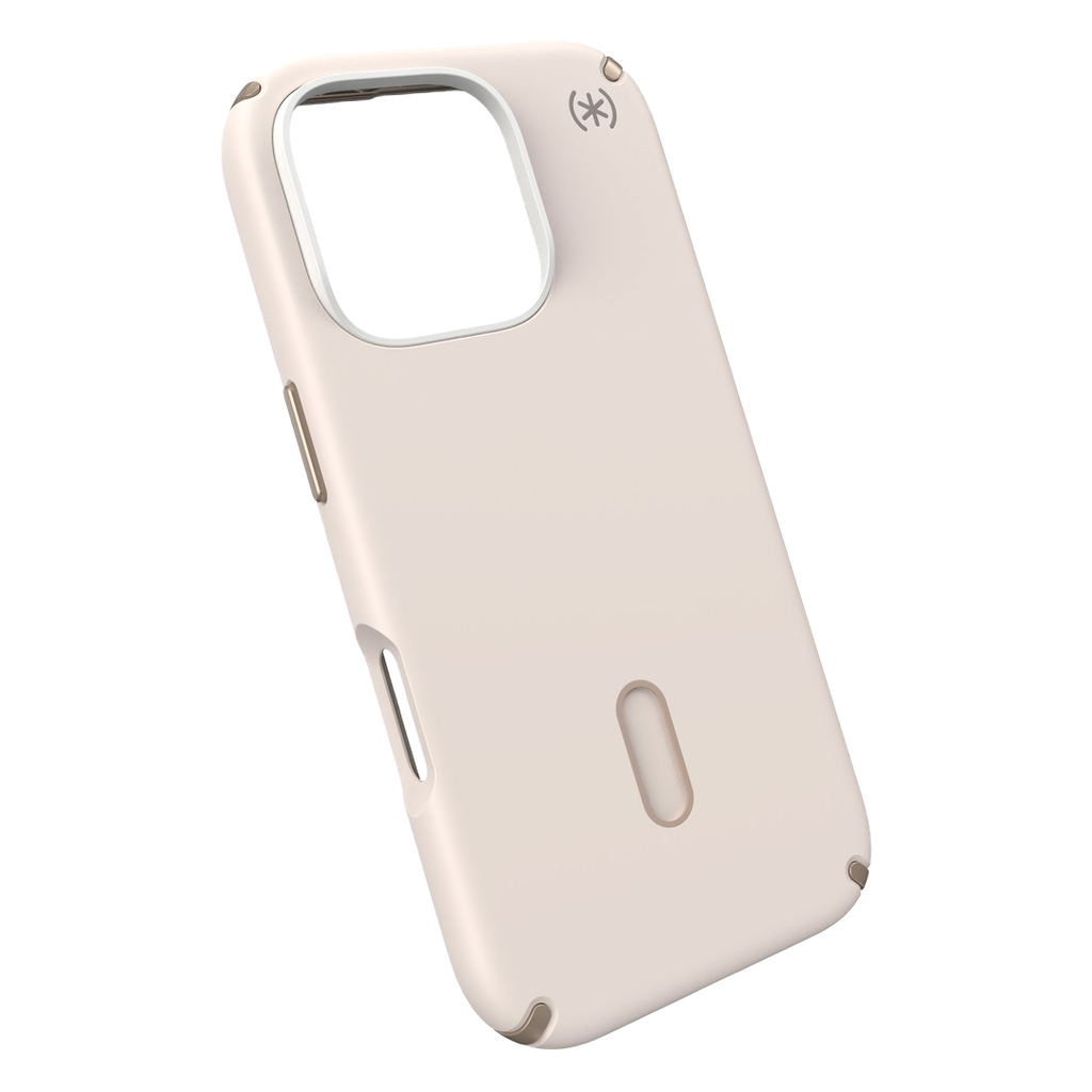 Speck Presidio 2 Pro Funda con ClickLock para iPhone 16 Pro - Hueso/Dorado Herencia/Avellana