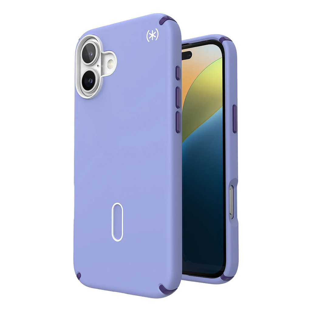 Speck Presidio 2 Pro Funda con ClickLock para iPhone 16 Plus - Lavanda Futurista/Púrpura/Blanco