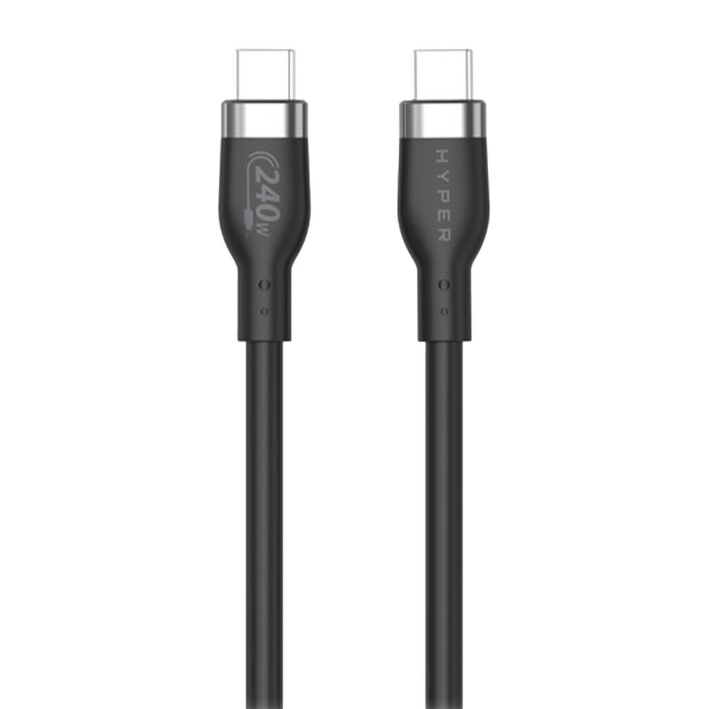 HyperJuice Cable de Silicona de 1M USB-C a USB-C 240W - Negro