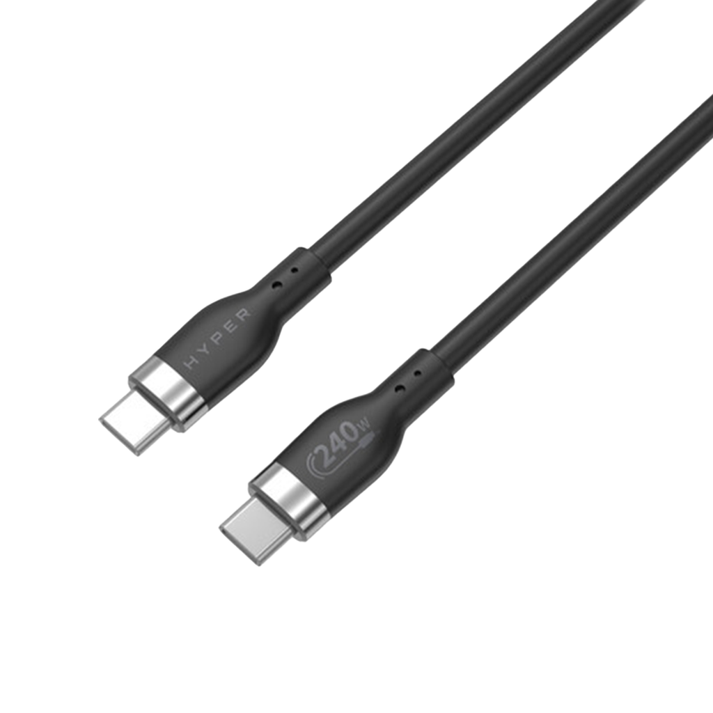 HyperJuice Cable de Silicona de 1M USB-C a USB-C 240W - Negro