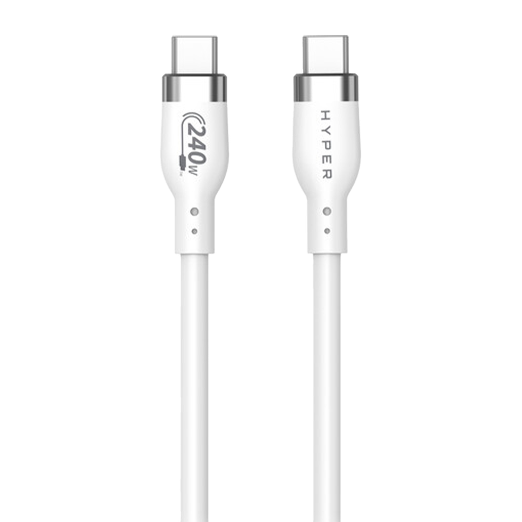 HyperJuice Cable de Silicona de 1M USB-C a USB-C 240W - Blanco