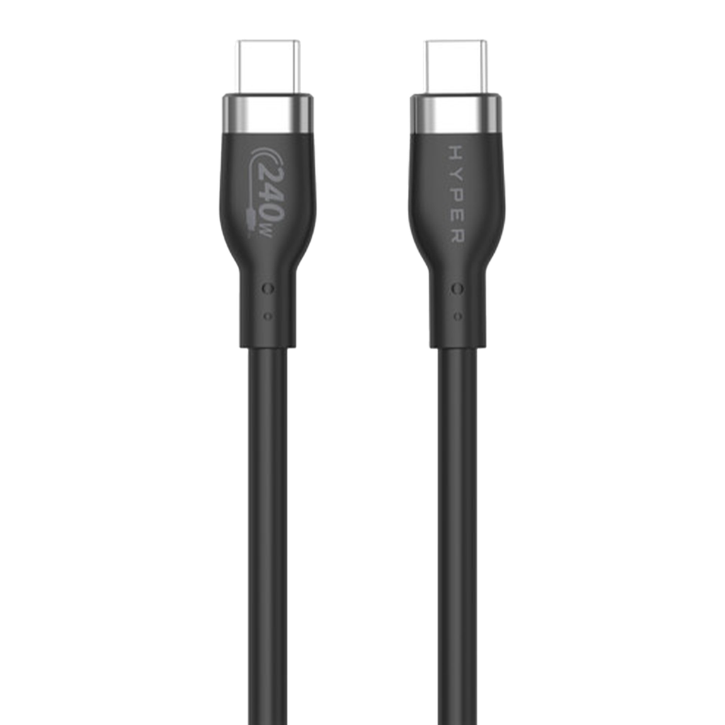 HyperJuice Cable de Silicona de 2M USB-C a USB-C 240W - Negro