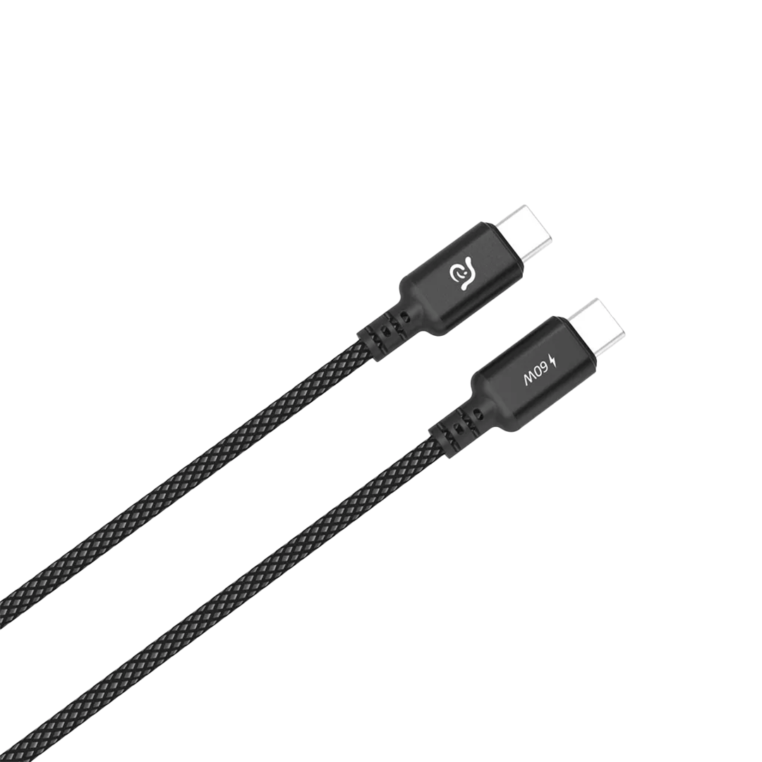 Adam Elements CASA S200 USB-C a USB-C 60W Cable Cargador Trenzado de 2m - Negro