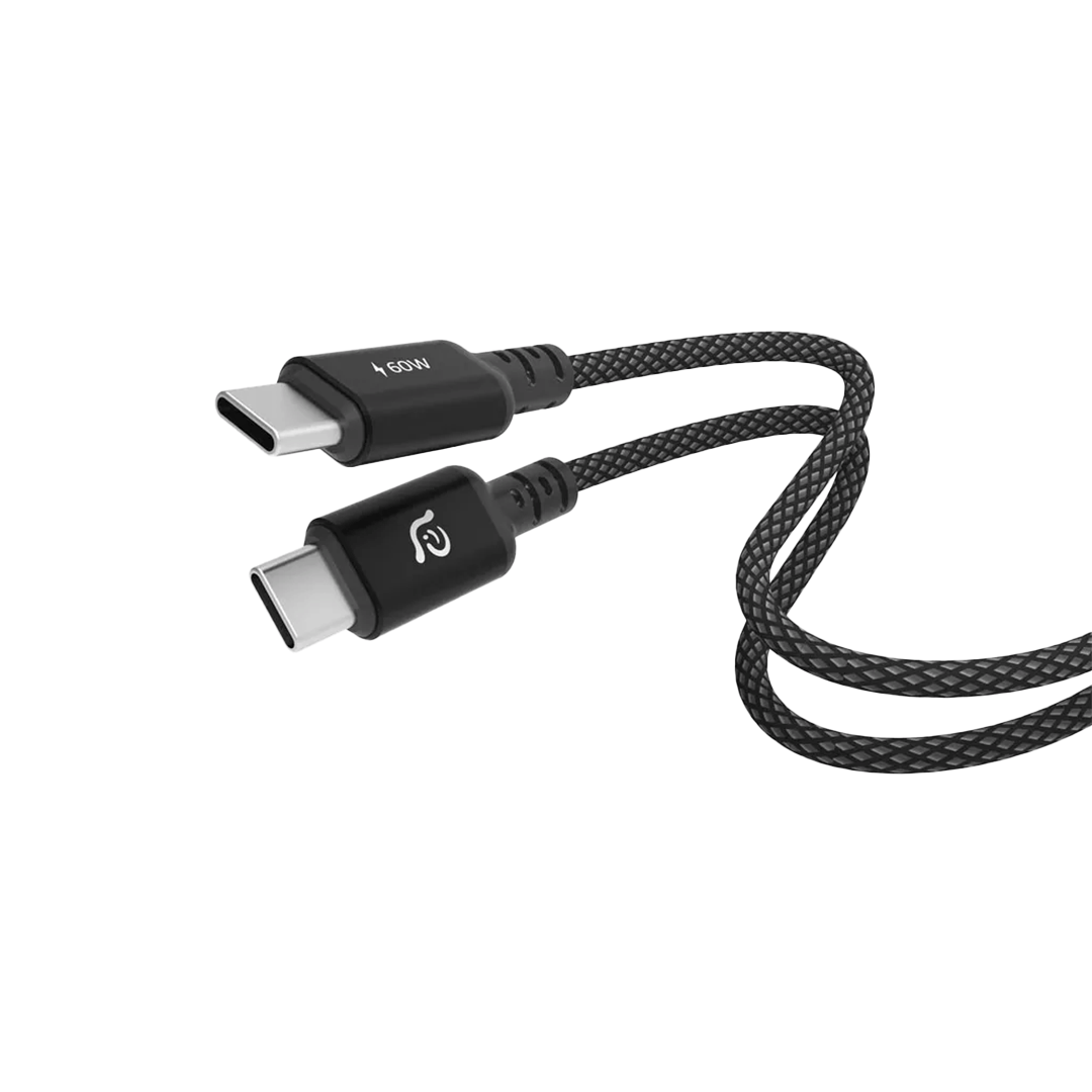 Adam Elements CASA S200 USB-C a USB-C 60W Cable Cargador Trenzado de 2m - Negro